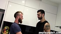 porn and amateursdoit bearded studs fuck after hot oral session in the kitchen free