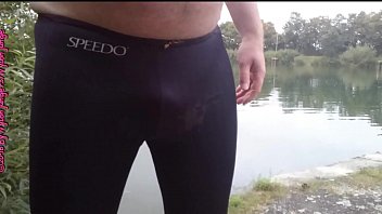 porn hug speedo urinating at the canal outdoor fun free