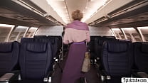 porn ts flight attendant threesome sex with her passengers in plane free