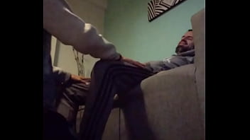 porn male enjoys a delicious blowjob while relaxing on the couch free