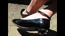 porn uncensored black patent ankle straps isabellesandrines shows her pretty feet in public free