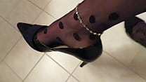 porn cabin black patent castaluna leather high heels anklet and pantyhose dangling by isabellesandrine free