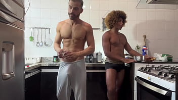 porn fucking with a huge friend in the boarding house kitchen free